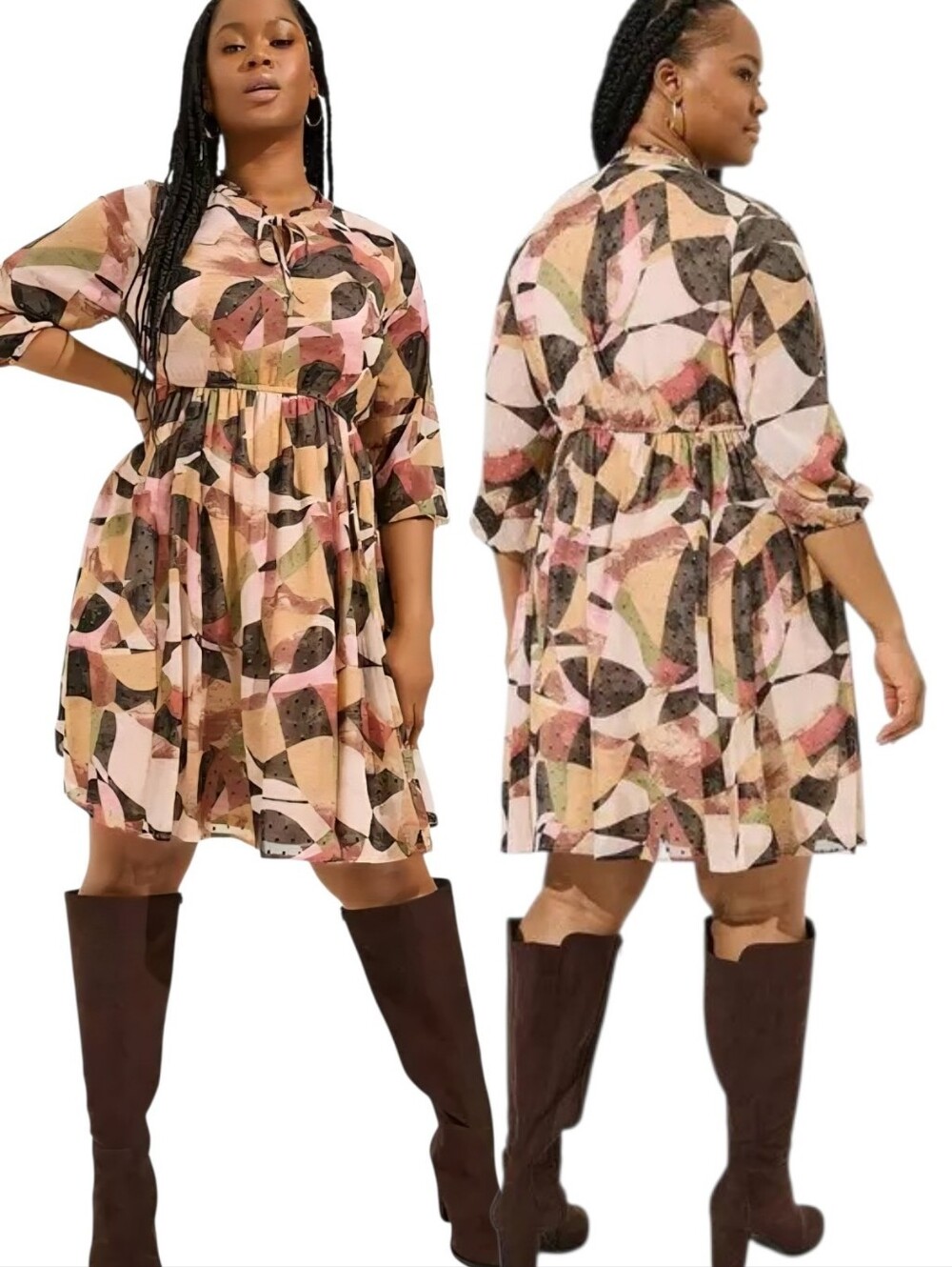 TORRID Clip Dot Front Keyhole Skater Dress - Size 2X
